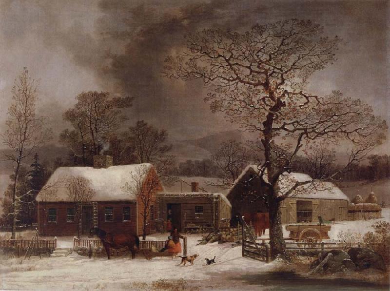 George Henry Durrie Winter Scene in New Haven,Connecticut oil painting image